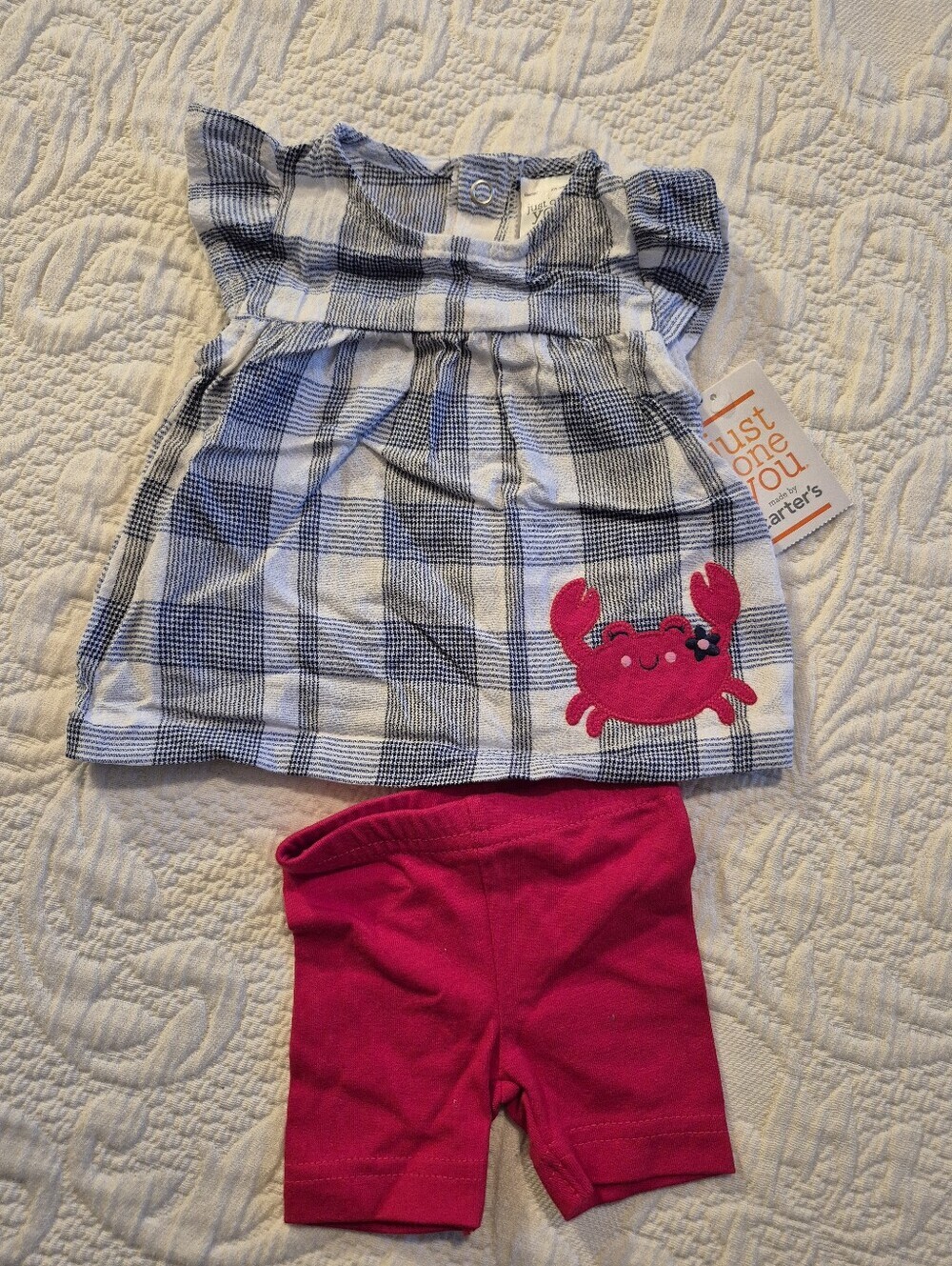 Just one You by Carter's NB top & shorts set Crab applique NWT